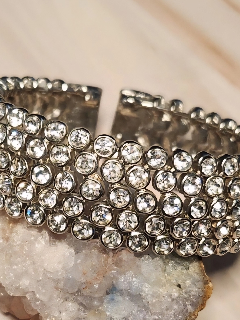 Vintage 1950s/60s Crystal Rhinestones Cuff Bracelet